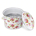 hot pot insulated enamel steamer with flower design